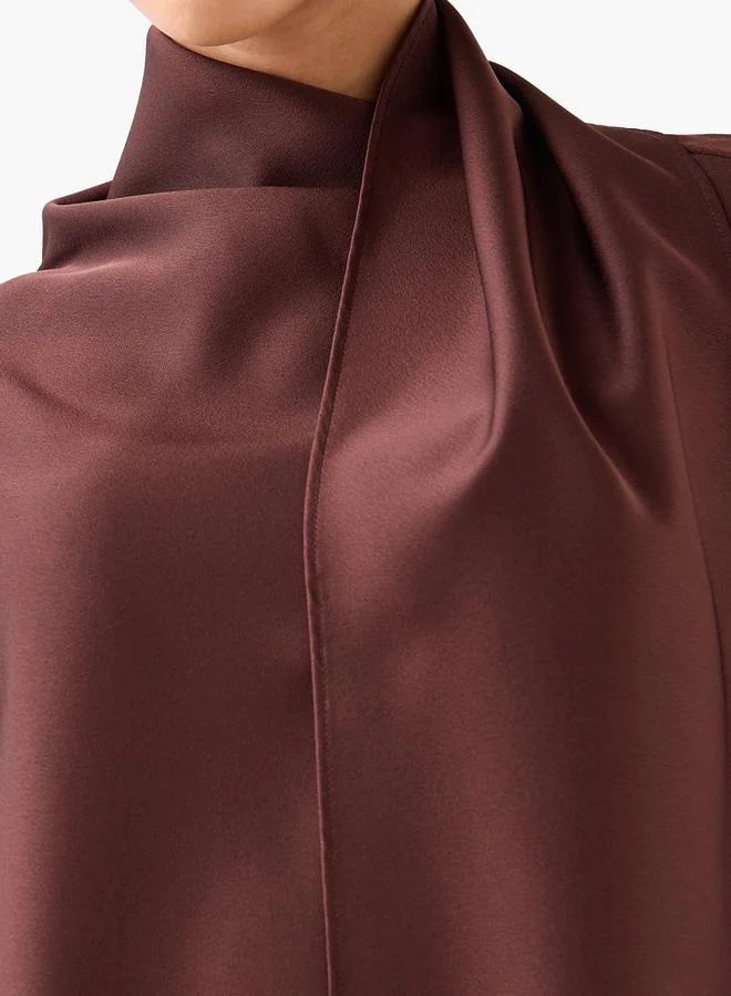 ايكونيك Iconic Scarf Draped Top with Long Sleeves